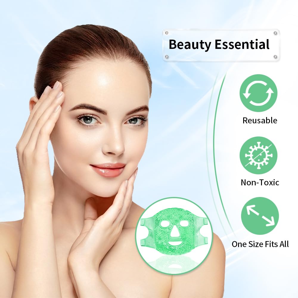 CONBELLA Cold Face Eye Masks Ice Face Mask Hot Cold Compress | Dark Circles, Puffiness, Migraines & Headache, Reusable Cooling, For Women and Men