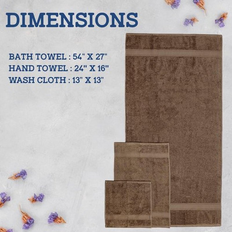 Casa Lino 4 Piece Bath Towel Set | 1 Bath Towel, 2 Wash Cloth, 1 Hand Towels | Bathroom Essentials for New Home, 100% Cotton Luxury Towels, Highly Absorbent Bathroom Set, Brown