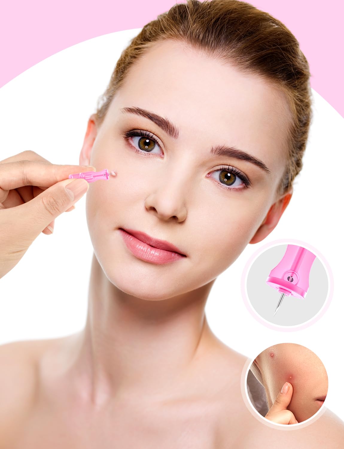 Lancets for Facial Extraction, 50Pcs Pink Disposable Acne Needle Tools, Blackhead Removal Kit for Clear Skin