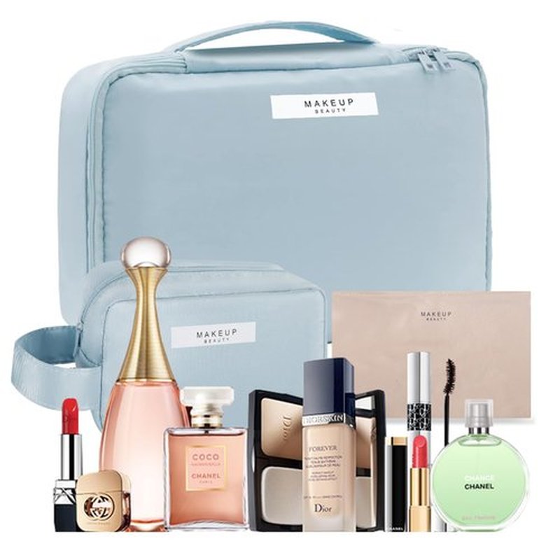 Travel Makeup Bag Cosmetic Bag Makeup Bag Toiletry bag for women and men (Blue-3pcs)