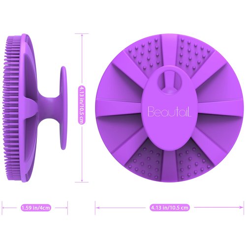 Silicone Body Scrubber 2 Pack Shower Bath Brush, More Hygienic Than Traditional Loofah, Lather Nicely, Long Lasting, Gentle Exfoliating for Women Men Baby Sensitive Skin, Black+Purple