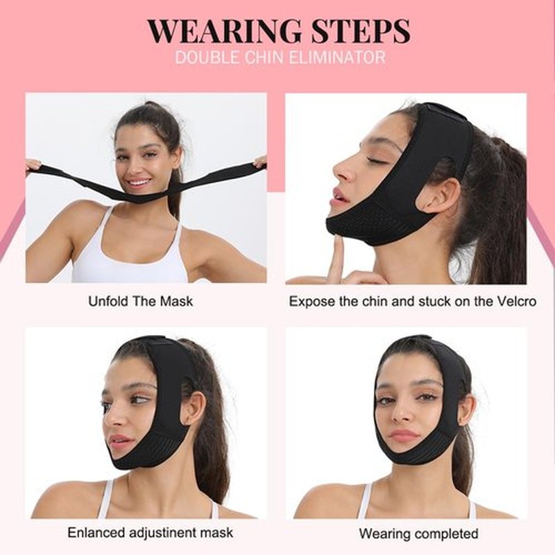 MASIKA V-Line Mask, Chin Strap for Sleeping,Chin Strap for Women,Jaw Exerciser,Jawline Shaper,Jaw Strap,Double chin strap,Jawline Shaper,Reusable chin stra,Black