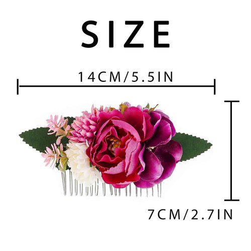 Foyte Flower Bride Wedding Hair Comb White Rose Headpieces Bridal Side Combs Purple Floral Bridesmaid Hair Accessories for Women (Purple)
