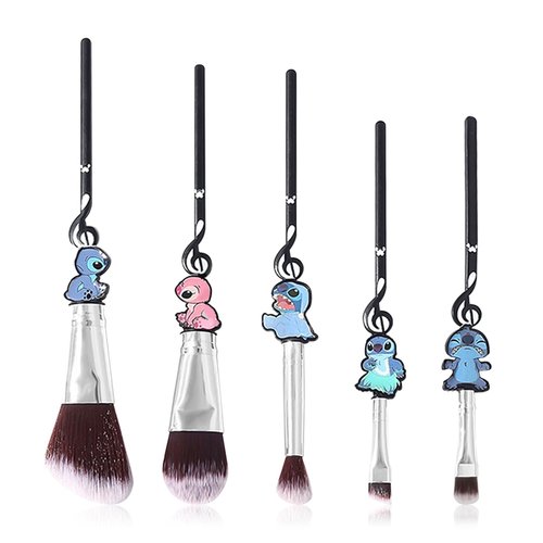 Stich Makeup Brushes Set, WeChip Anime Stich Make Up Brush Set Collection, Stich Stuff for Girls Women - 5pcs Black