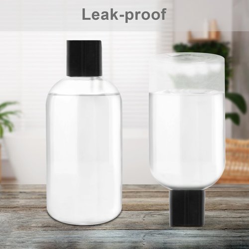 Neendohome 30 Pack 8 oz Empty Plastic Bottles with Black Disc Caps Reusable Clear Leak-proof Travel Squeeze Containers for Shampoo Conditioner Toiletries Liquid Soap