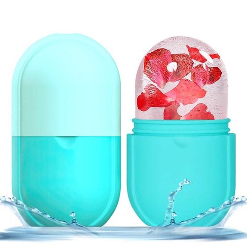 KOGITI Ice Mold for Face, Ice Roller for Face & Eye, Beauty Facial Ice Rollers Ice Holder Mold Face Puffiness Relief Massage Skin Care Tools, Ice Facial Cube (New-Blue)