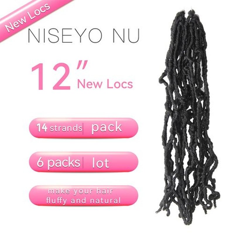 12 Inch Soft Locs Crochet Hair 6 Packs Short New Faux Locs Pre-looped Natural Black Dreads Locks 1B(Natural Black)