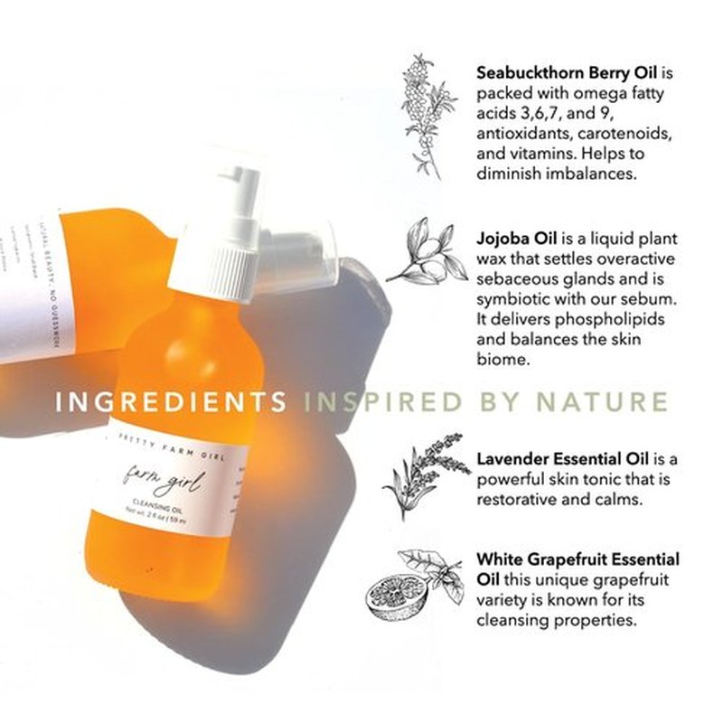 Pretty farm girl Cleansing Oil - Glowing Skin - Multiple Oils - Hydrates & Rejuvenates - All Skin Types - 2 oz