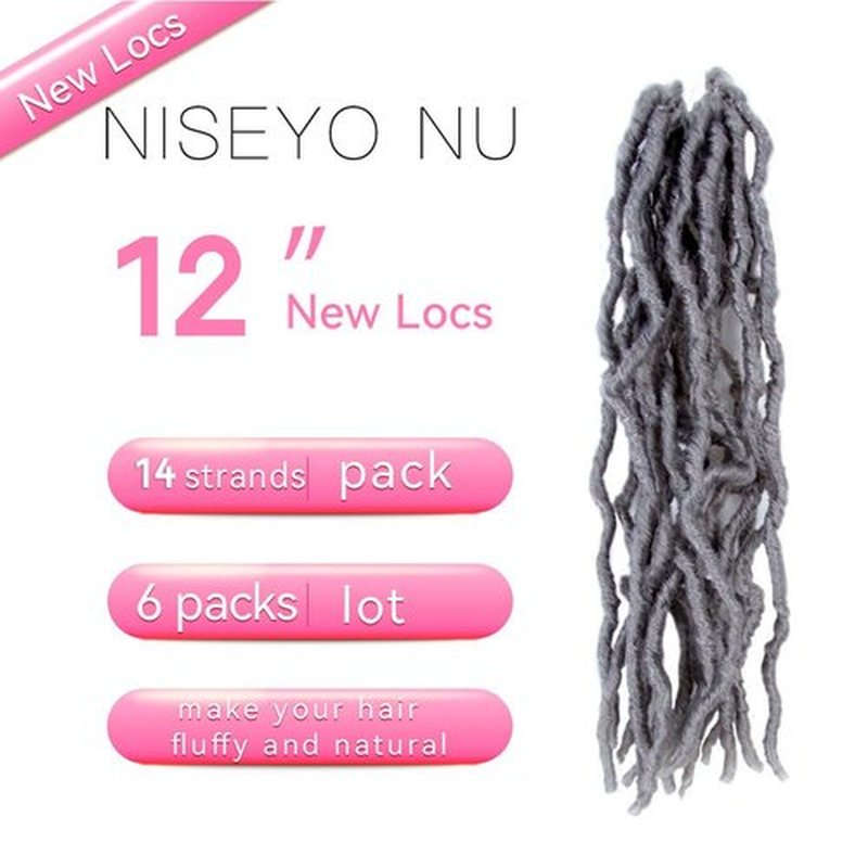 12 Inch Soft Locs Crochet Hair 6 Packs Short Straight Pre-looped New Faux Locs Crochet Hair,Grey