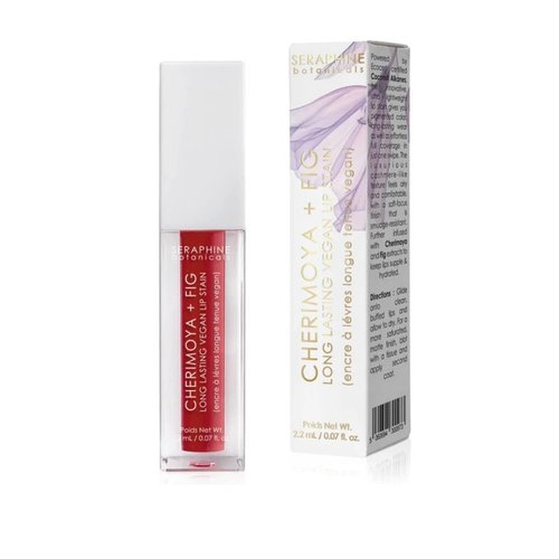 Seraphine Botanicals Long Lasting Vegan Lip Stain with Cherimoya & Fig Extracts - Lustrous Liquid Lipstick Intense Color Pigment High Impact Makeup Lip Cream Color Stick Balm for Women (Tigerlily)