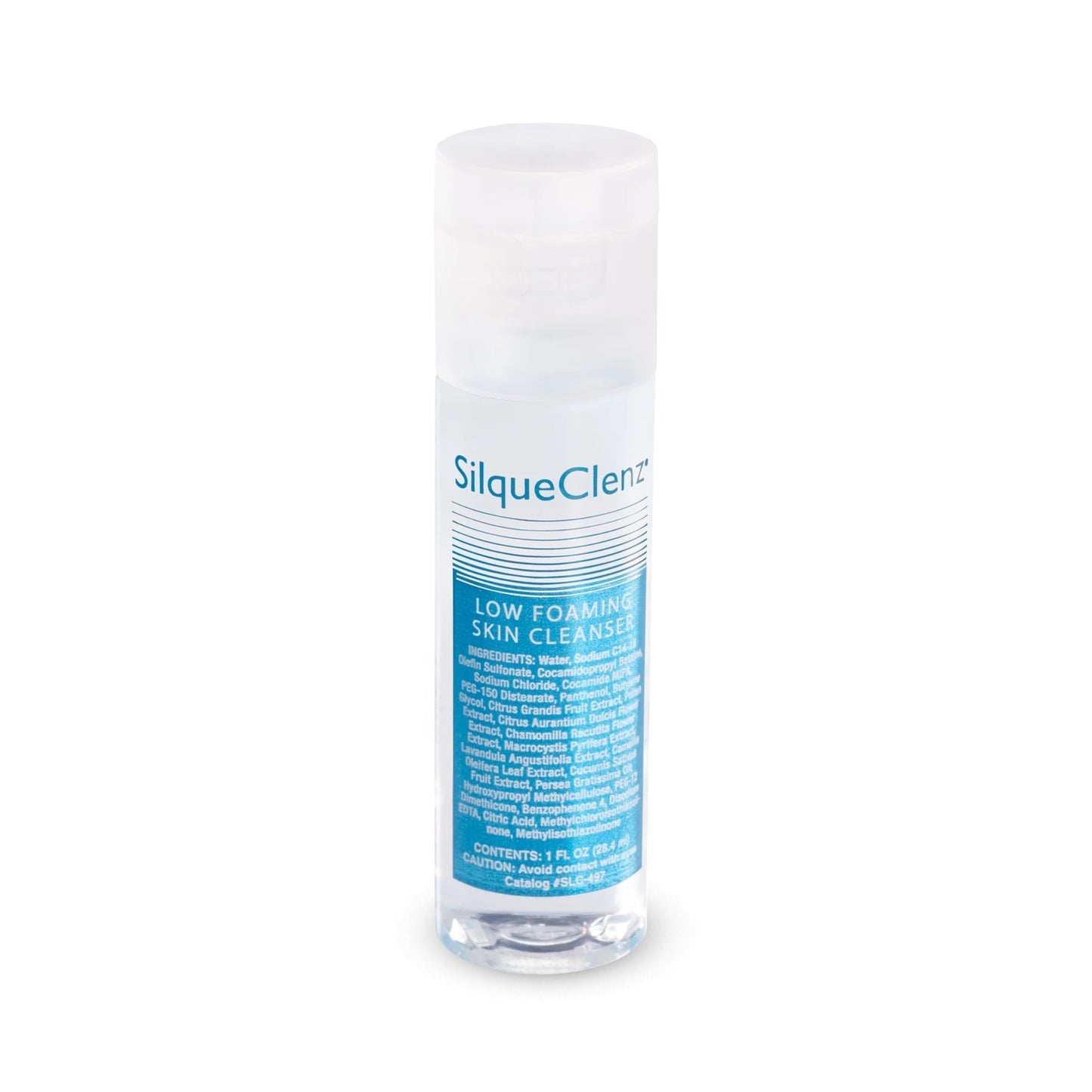 SilqueClenz Low Foaming Skin Cleanser – Gentle, Low pH Wound Cleanser for Scars, Sensitive Skin & Post-Op Areas - Hydrates with Flax Seed Extract & Vitamin B5 – Compact Travel-Ready Bottle, 1 fl. oz