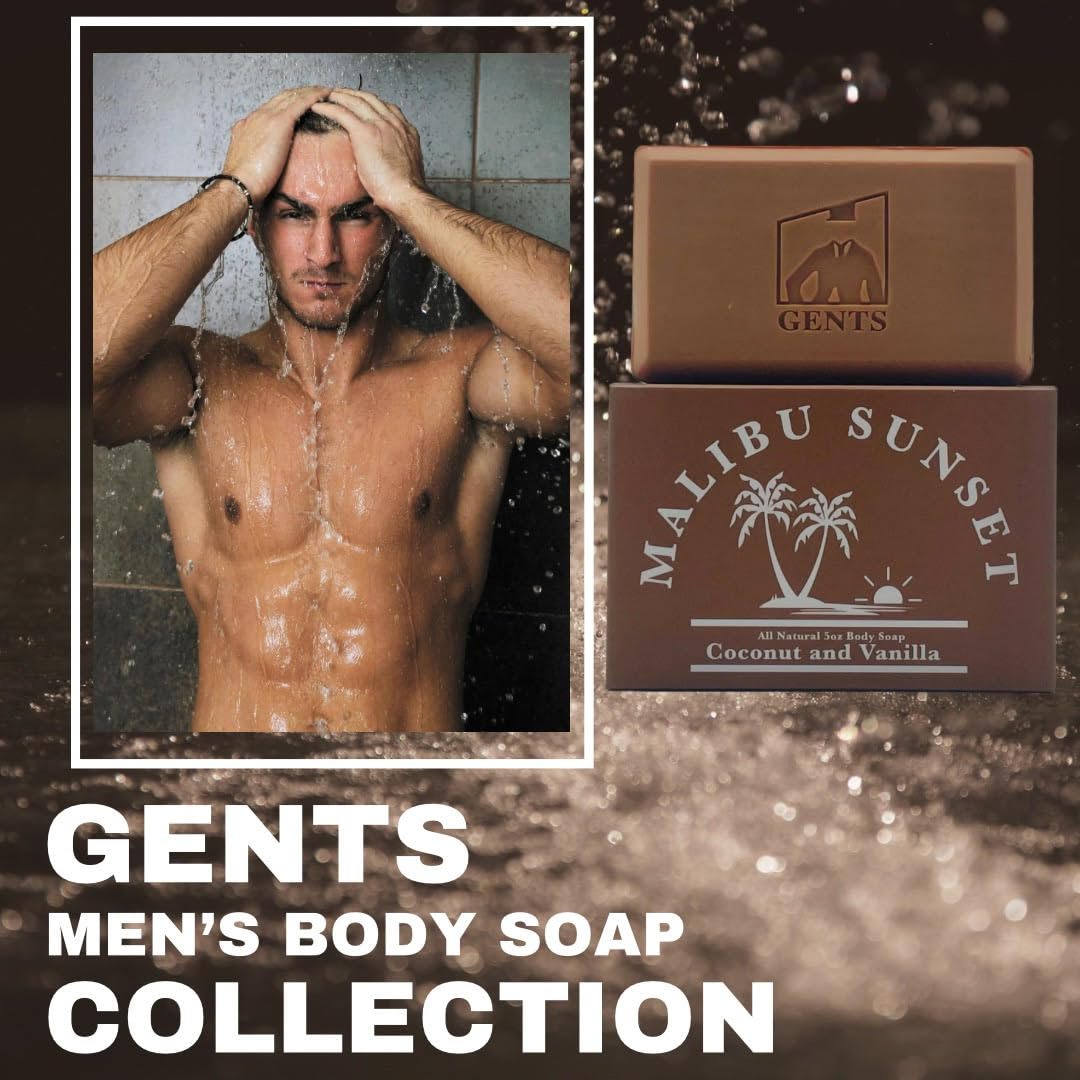 G.B.S Gents Variety Men's Body Soaps - Moisturizing Bar Soap for Men, Smell Fresh and Clean, Washing Hands & Body, All Skin Types for Bath and Shower (Royal Beehive & Malibu Sunset)