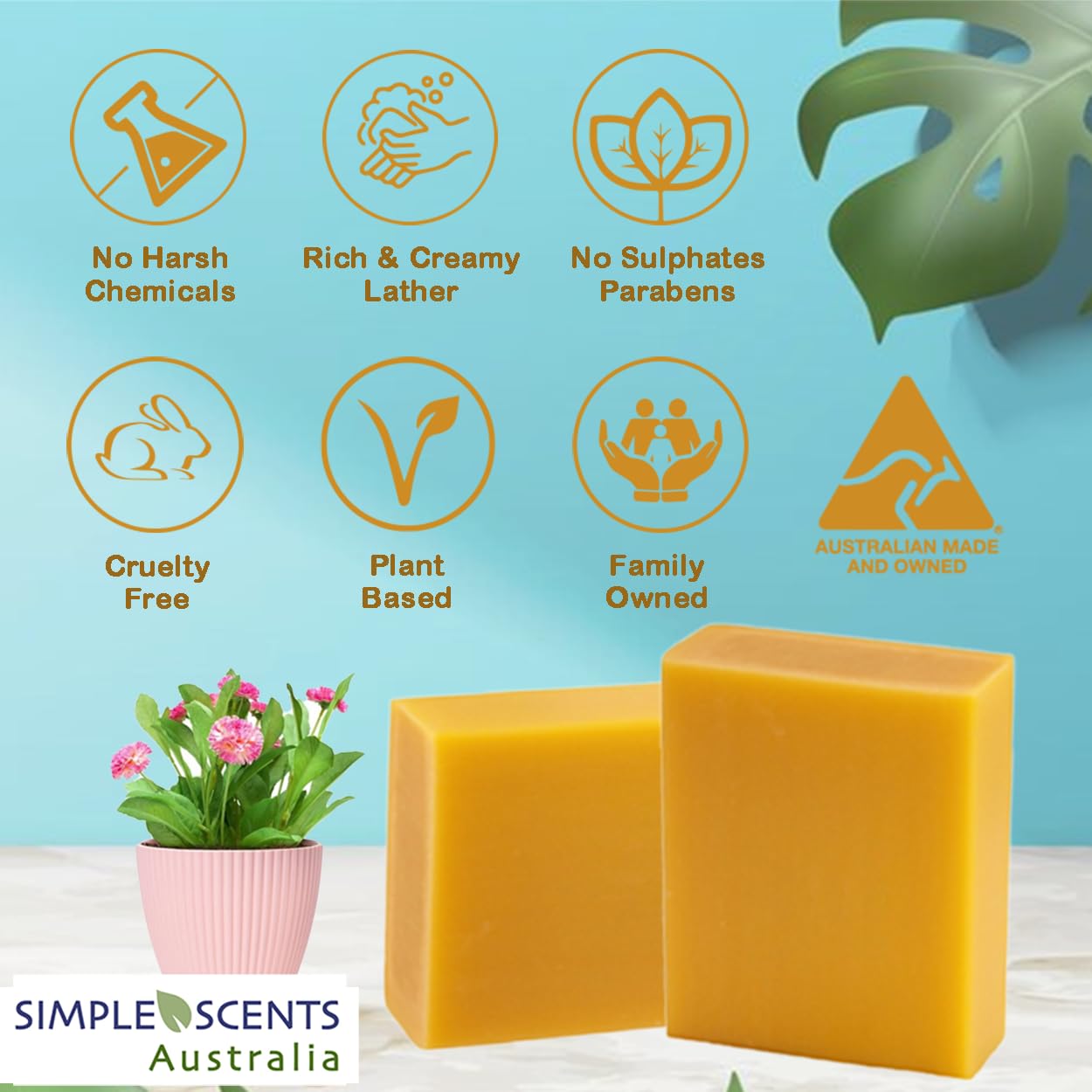 Simple Scents Australia Manuka Honey Scented Natural Soap Bars (12 Bars), 3.5oz Moisturizing French Triple Milled Soap Bars Enriched with Shea Butter - Pure Plant Oil Bath & Body Bars