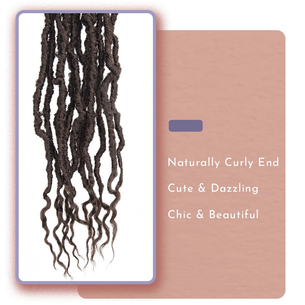 BOHOBABE Faux Locs Crochet Hair 18 Inch, Boho Soft Crochet Locs with Curly Ends, Long Brown Bohemian Goddess Locs Crochet Braids for Black Women (6 Packs, 4#)