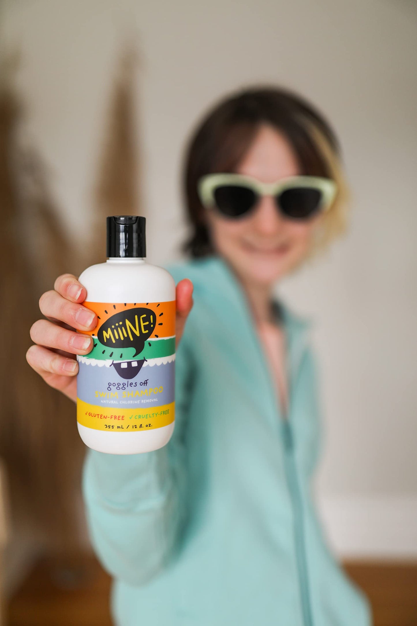 MiiiNE! Goggles Off Swim Shampoo for Kids 12oz - Tear Free Chlorine Shampoo for Pool, Hard Water or Beach - Cruelty Free, Made in USA