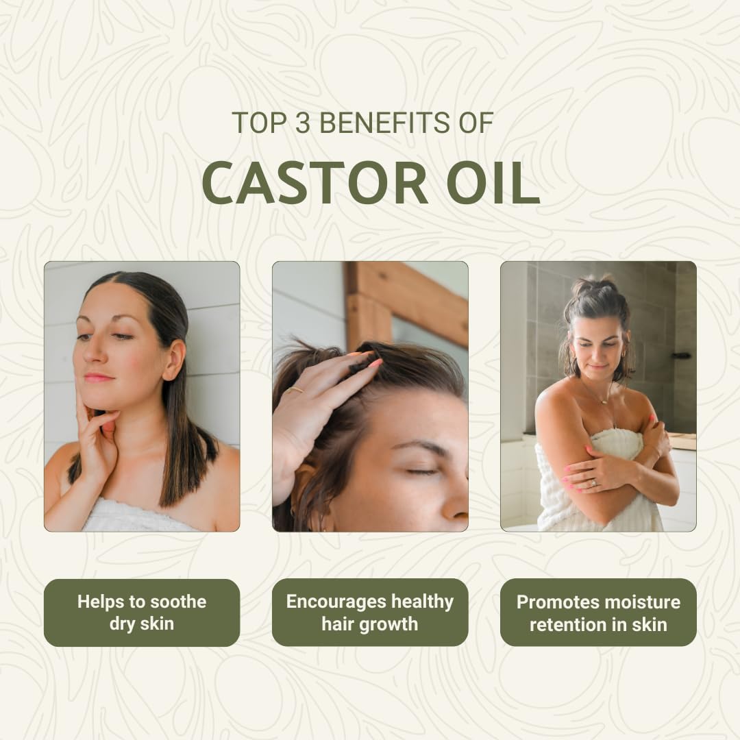 Nature Packaged Organic Castor Oil Direct From India - Cold Pressed Castor Oil For Face, Hair Growth, Eyelash Serum, Eyebrow - Skin and Face Moisturizer and Detox - Hexane Free 32oz
