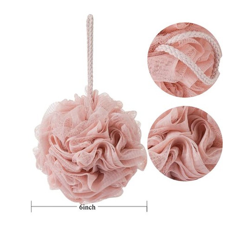KAKOOI Bath Sponges, Shower Loofah for Body Exfoliation(3 pcs, Brown&Gray&Pink)