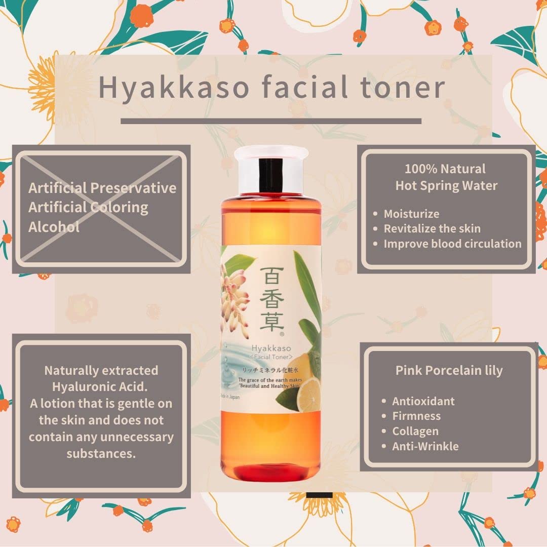 Hyakkaso Japan - Hyaluronic Acid Shell Ginger Facial Toner | Acne Care | All Skin Types | Moisturizing | Japanese Skincare | 200ml 6.76fl Oz (1) | hyakaso