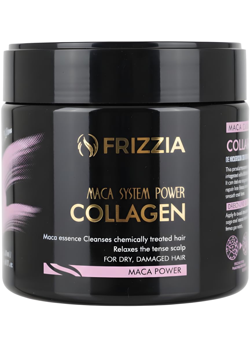 Frizzia ULTRA Collagen Hair Mask, EASY to use. With argan oil and maca. Hydration and shine, anti-frizz treatment for dry and damaged hair, professional smoothness, 500 ml
