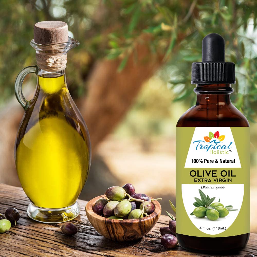 Tropical Holistic Olive Oil and Castor Oil Combo Set- Organic Carrier Mixing Oil for Skin, Hair for Dry Hair & Skin Moisturizer, 4oz
