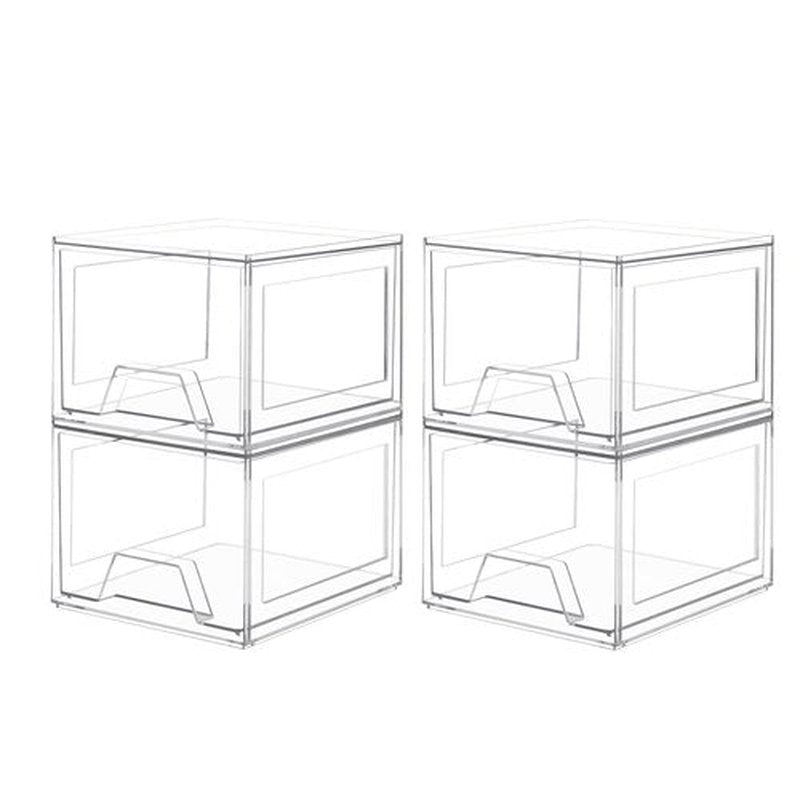 Damomo 4 Pack Stackable Organizer Drawers, Clear Bathroom Makeup Organizer and Storage, Acrylic Plastic Organizers Bins for Vanity, Undersink, Bathroom, Pantry, Kitchen Cabinets