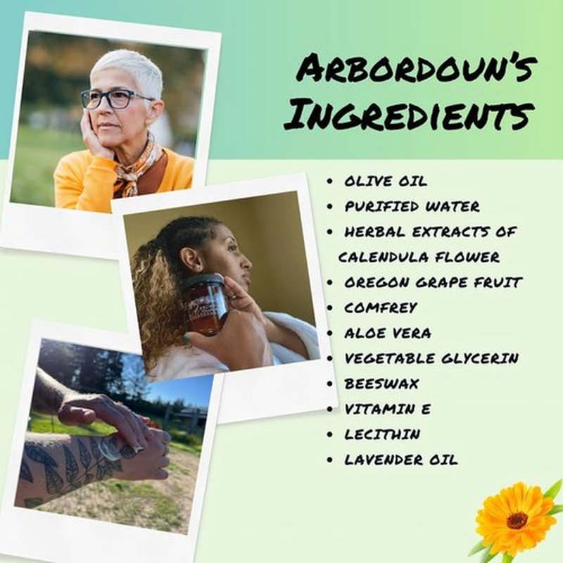 Calendula Cream 9oz Amber Jar Contains Comfrey, Oregon Grape, Aloe, Beeswax. Tattoo Aftercare Kit Essential. Soothing Eczema Salve. Home Grown and Hand Poured Since 1984 Arbordoun Ingredients Insert