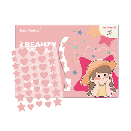 Hydrocolloid Pimple Patch Star Heart Acne Patches 3 Sizes 40 Counts Spot Blemish Stickers Zit Dot Colorful Cover Breakout Hiding Face Emergency Treatment(pink)