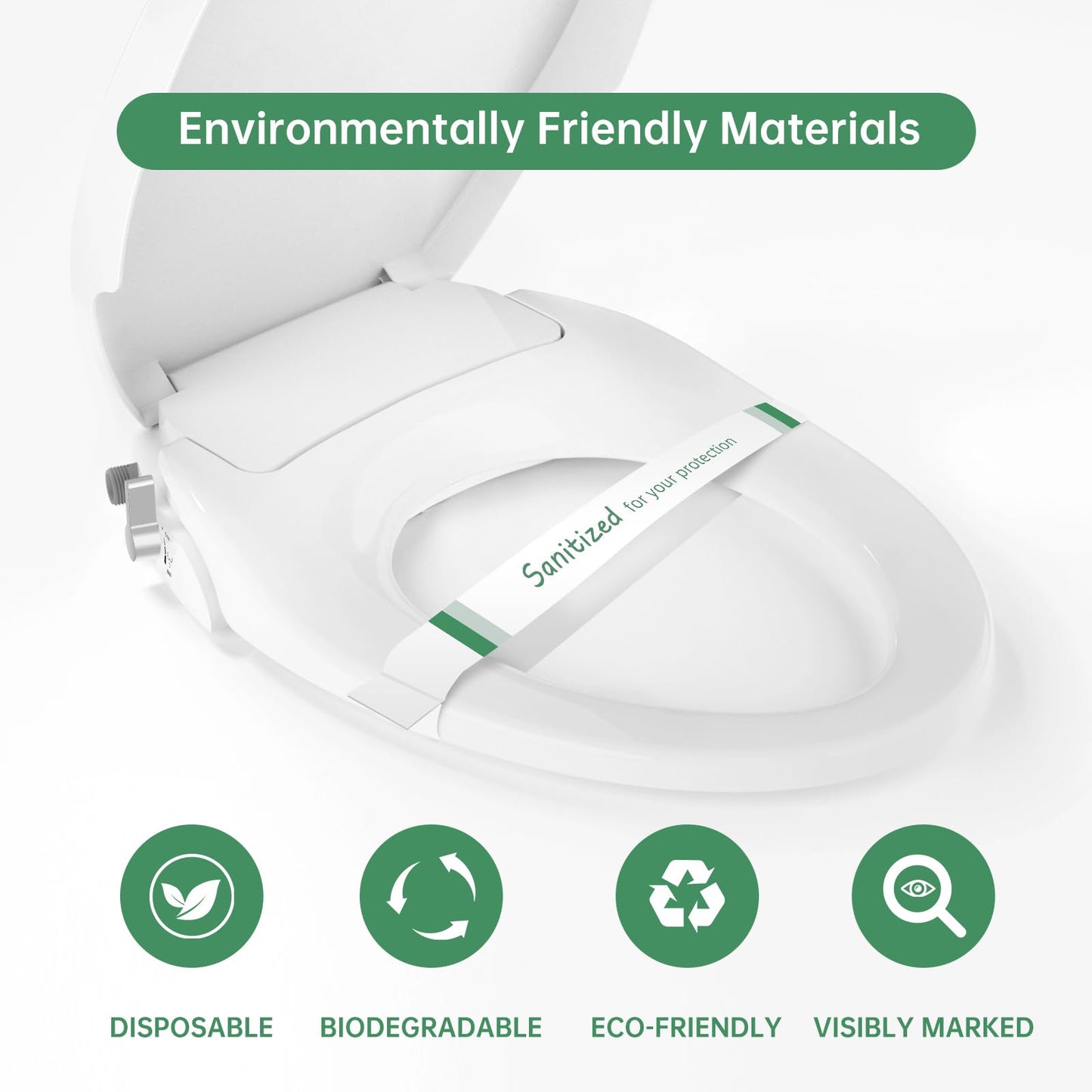 Germiwipe 500Pcs Sanitized Toilet Seat Band,Hotel Essentials, Printed Toilet Strips for Hotels Motels Hospitals (Green/White) TSB-500