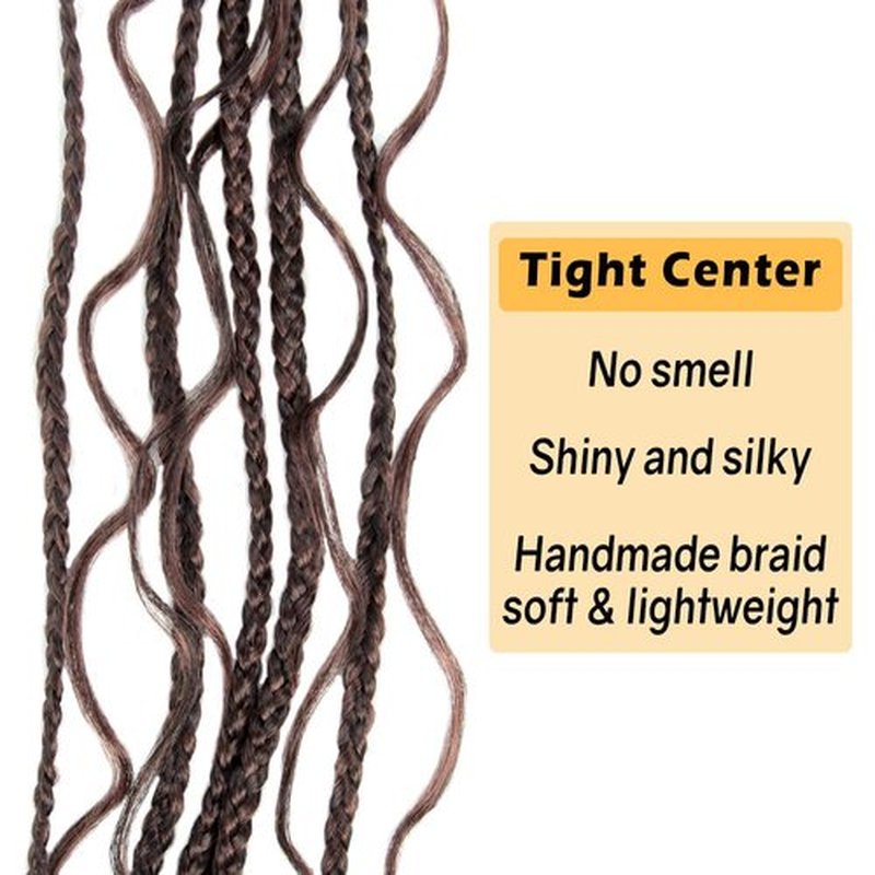 Niseyo Goddess Box Braids Crochet Hair 18 Inch 8 Packs Long Crochet Box Braids Pre Looped Curly Ends Boho Style Synthetic Hair (T350/Ombre Ginger Red)
