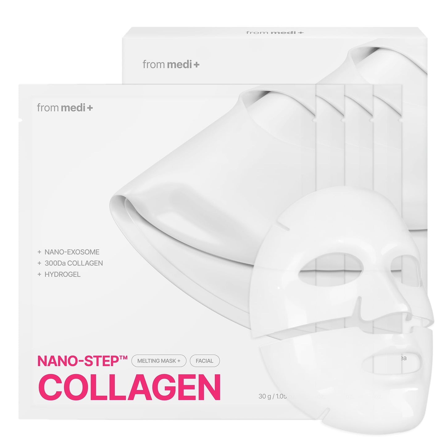 from medi+ Nano Step Collagen Melting Mask, Hydrating Overnight Hydrogel Mask, Glass Skin, Skin Firming & Radiance Boost, Plumping Improvement, Korean Skin Care, Gifts for Women, 4ea