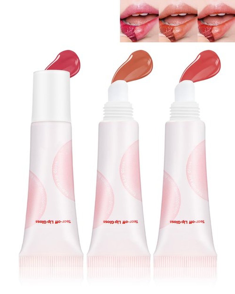 3 Colors Long-Lasting Peel Off Lip Stain, Tattoo Tinted Lip Gloss Peel Off with Matte Finish, Waterproof, Transfer-proof, Highly Pigmented Peel Off Lipstick Plump Lip Makeup Gift for Women-02+03+05
