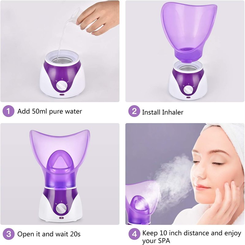 Nano Facial Steamer - Portable Face Steamer for Deep Cleaning & Clogged Pores | Includes Blackhead Remover Kit & Brush