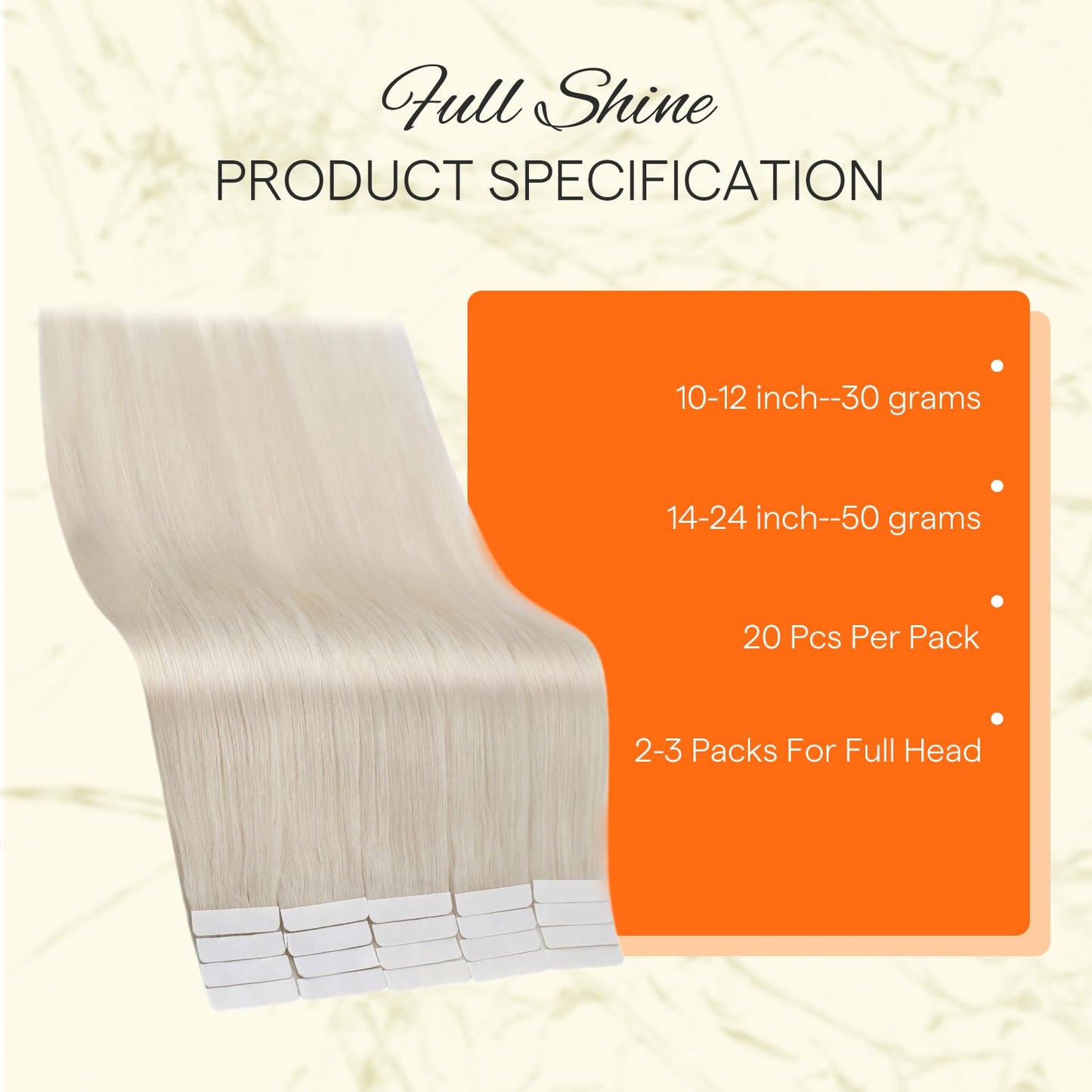 Full Shine Tape in Hair Extensions 12 Inch Tape in Human Hair Extensions 30g Human Hair Extensions Tape in Color 1000 Blonde Seamless Real Hair Extensions Brazilian Double Sided Tape Ins 20PCS