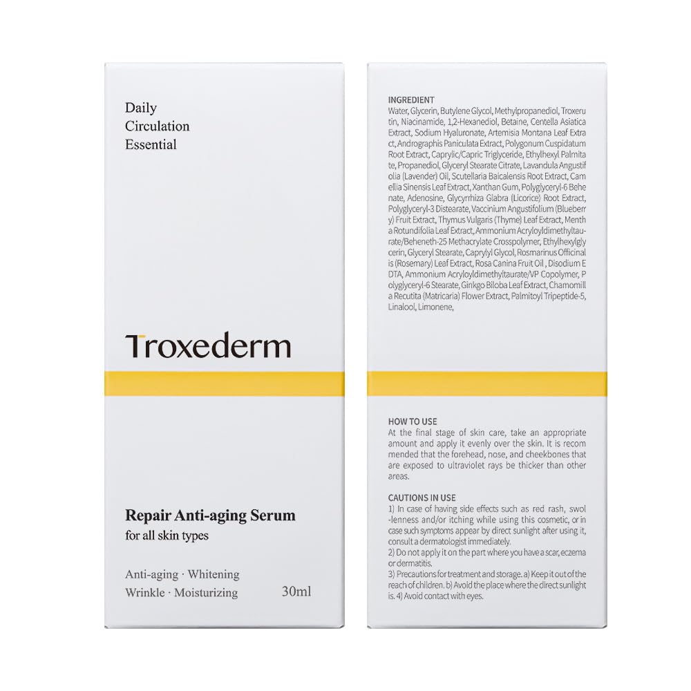 Troxederm Repair Serum – Korean Facial Serum with Niacinamide, Troxerutin & Centella Asiatica, Lightweight Hydrating Daily Serum for Moisturizing & Barrier Care, All Skin Types, 1.01 Fl.oz
