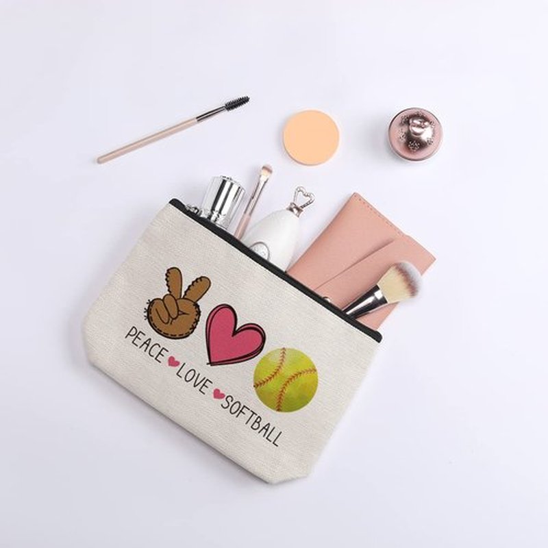 kdxpbpz Softball Gifts Makeup Bag Inspirational Gifts for Women Her Softball Lovers Mom Grandma Sister Birthday Gifts for Female Coworker Friend BFF Besties