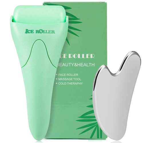 Wonderwin Ice Roller & Stainless Steel Gua Sha Facial Tools, Skin Care Gift Sets for Face & Eyes, Puffiness, Migraine, Pain Relief and Minor Injury, Self Care Gift for Women