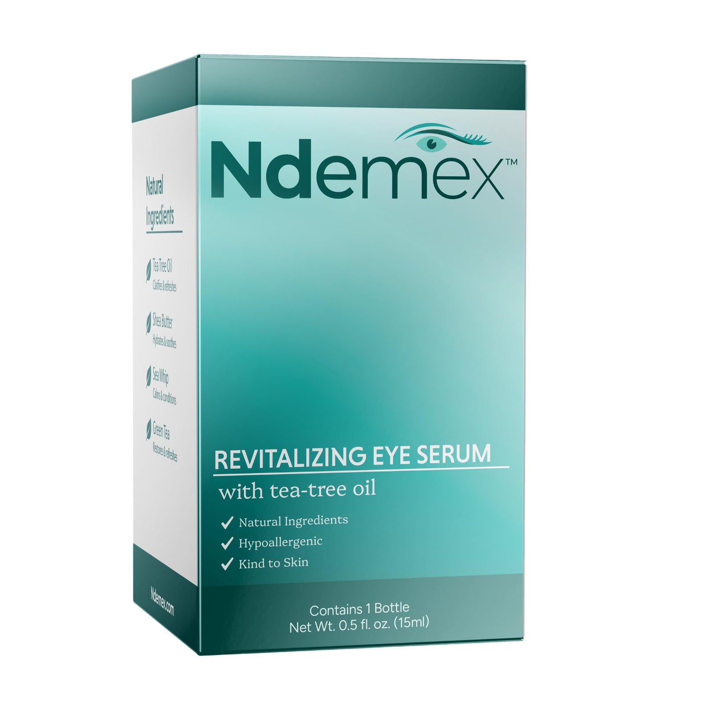 Bruder Ndemex Revitalizing Eye Serum with Tea Tree Oil - 15 ml (0.5 fl.oz) | Hydrating, Nourishing & Refreshing Eye Serum Pump Bottle | Eyelid Care | Daily Eye Comfort & Smoothing Serum for Women, Men