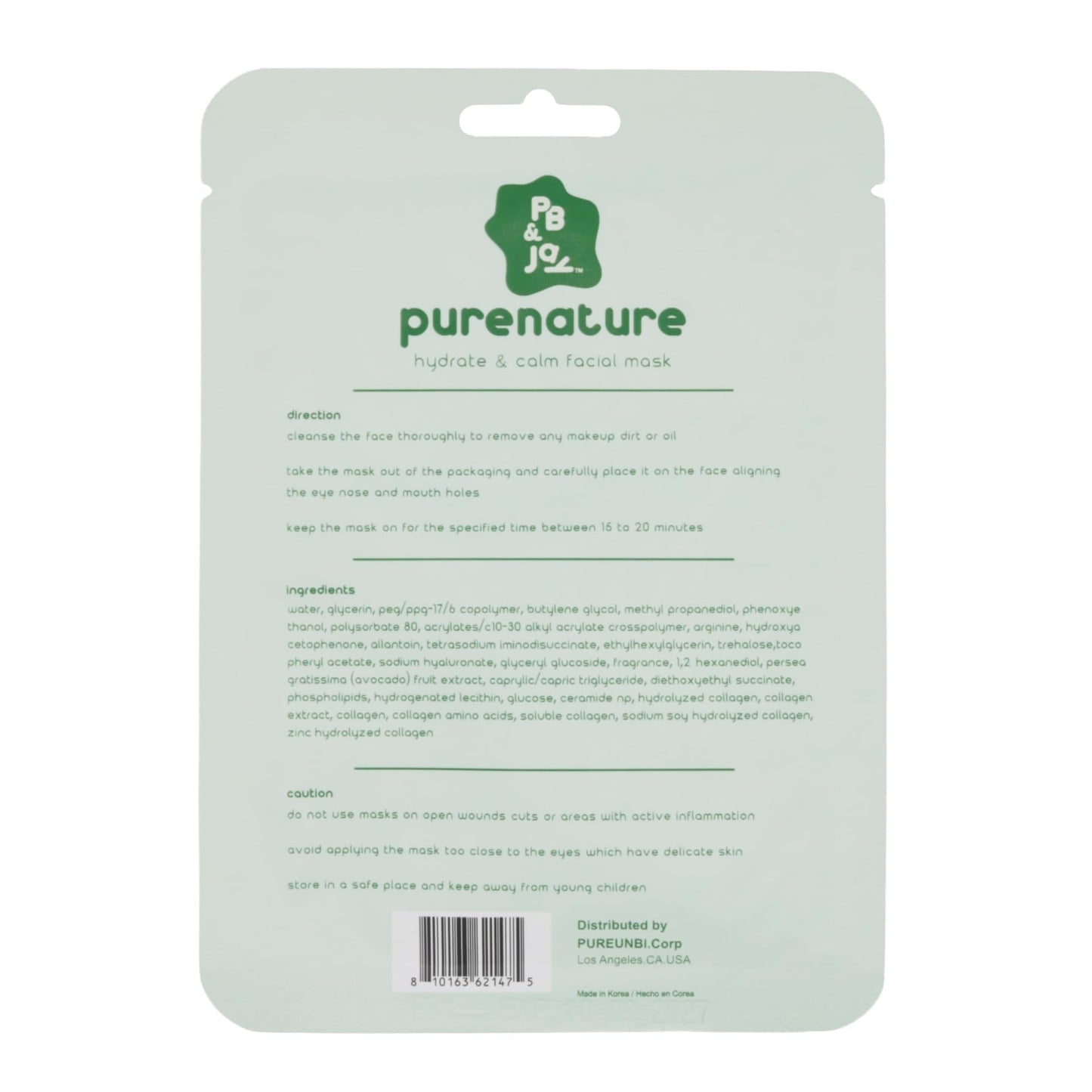 PB & JAY Avocado Sheet Mask | Korean Face Mask (1 Count)