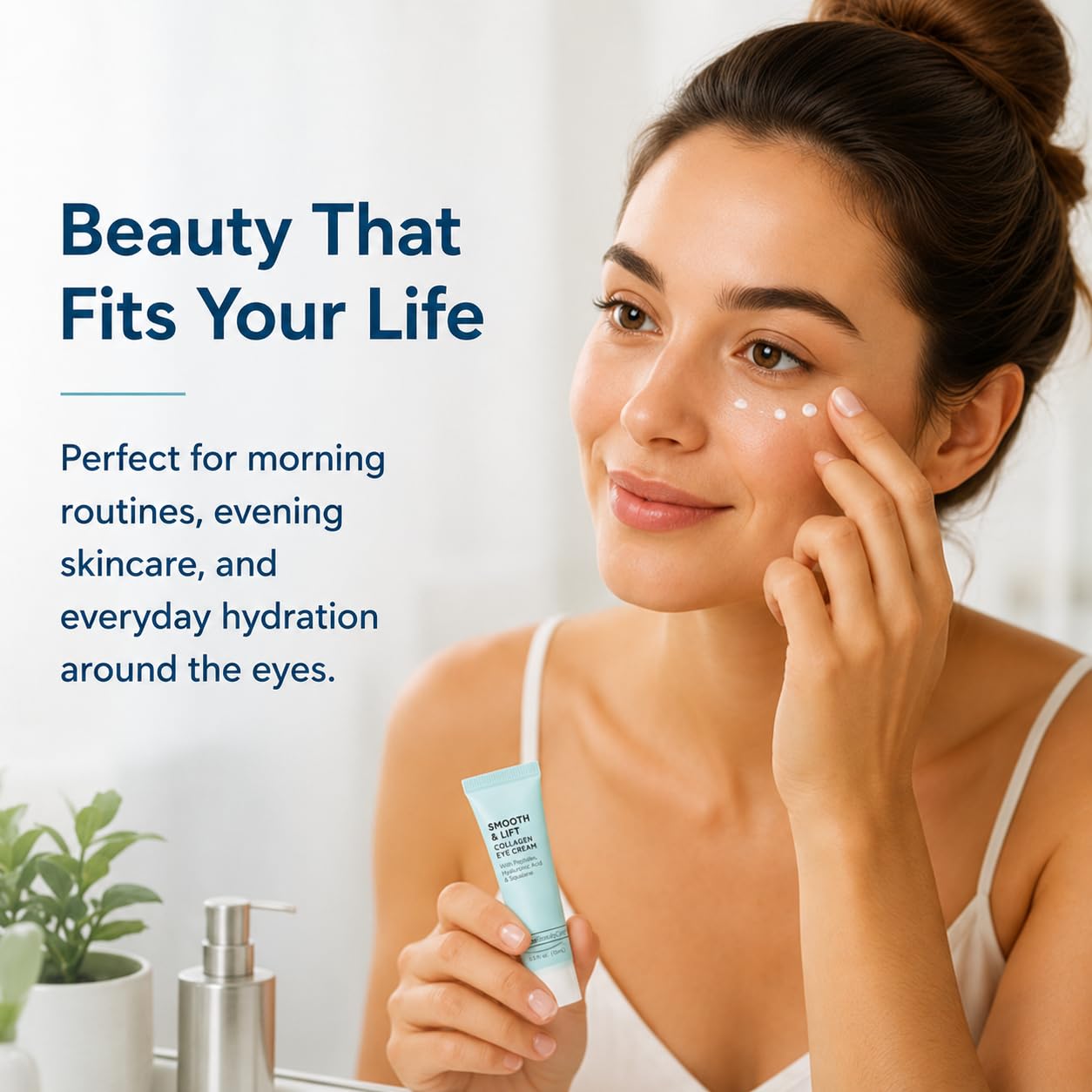 Global Beauty Care Smooth & Lift Collagen Eye Cream - Refining Under Eye Treatment to Support Skin Elasticity with Peptides, Hyaluronic Acid, Squalane & Vitamin E Formula, 0.5 fl oz (2 Pack)
