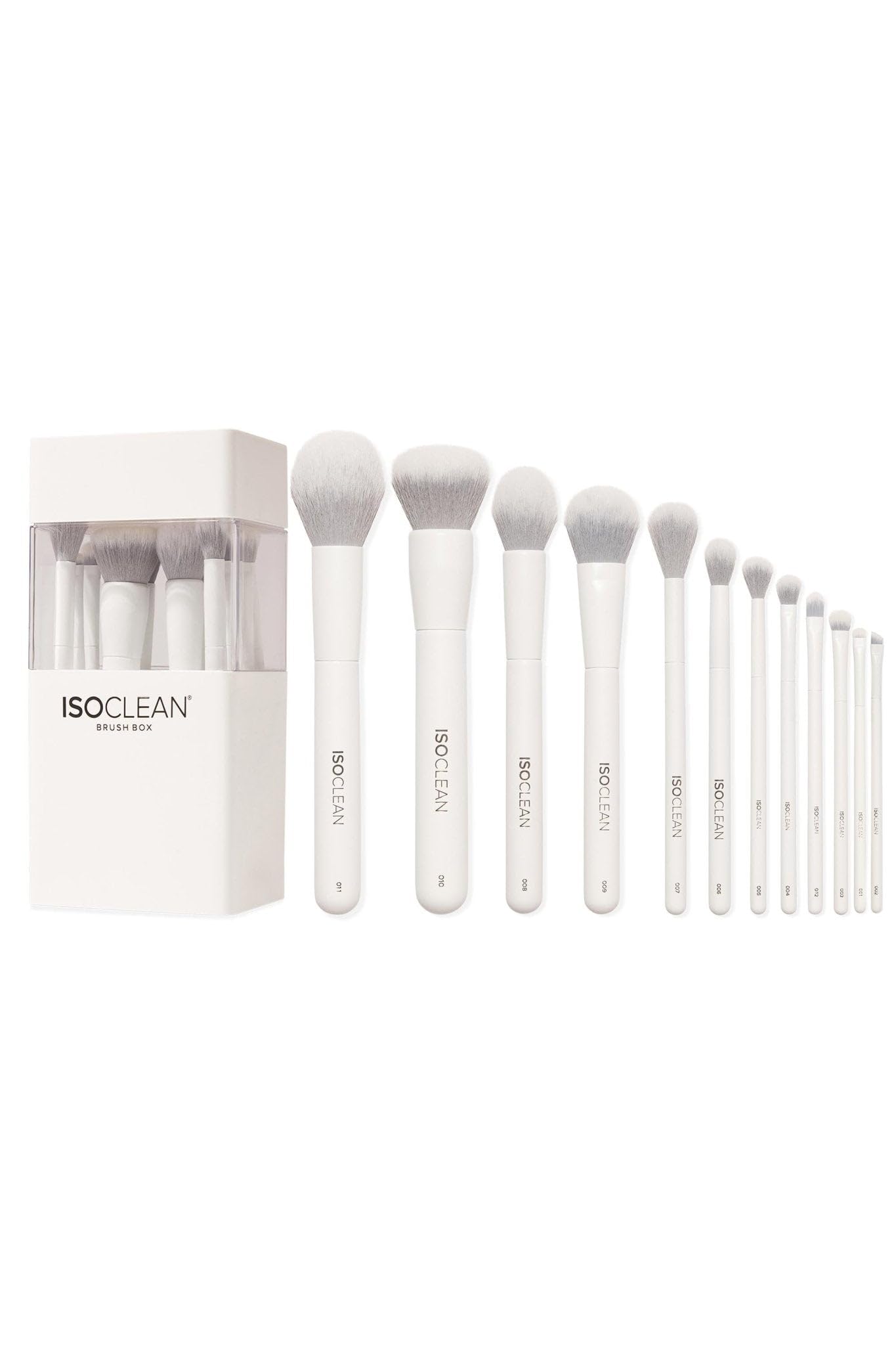 ISOCLEAN Makeup Brushes, 12 Piece Creator Brush Collection with Brush Box, MUA Professional Grade Makeup Brushes for Foundation, Eyebrows, Eyeliner, Eyelids, Eye Shadow, Powder, Concealer, Highlighter