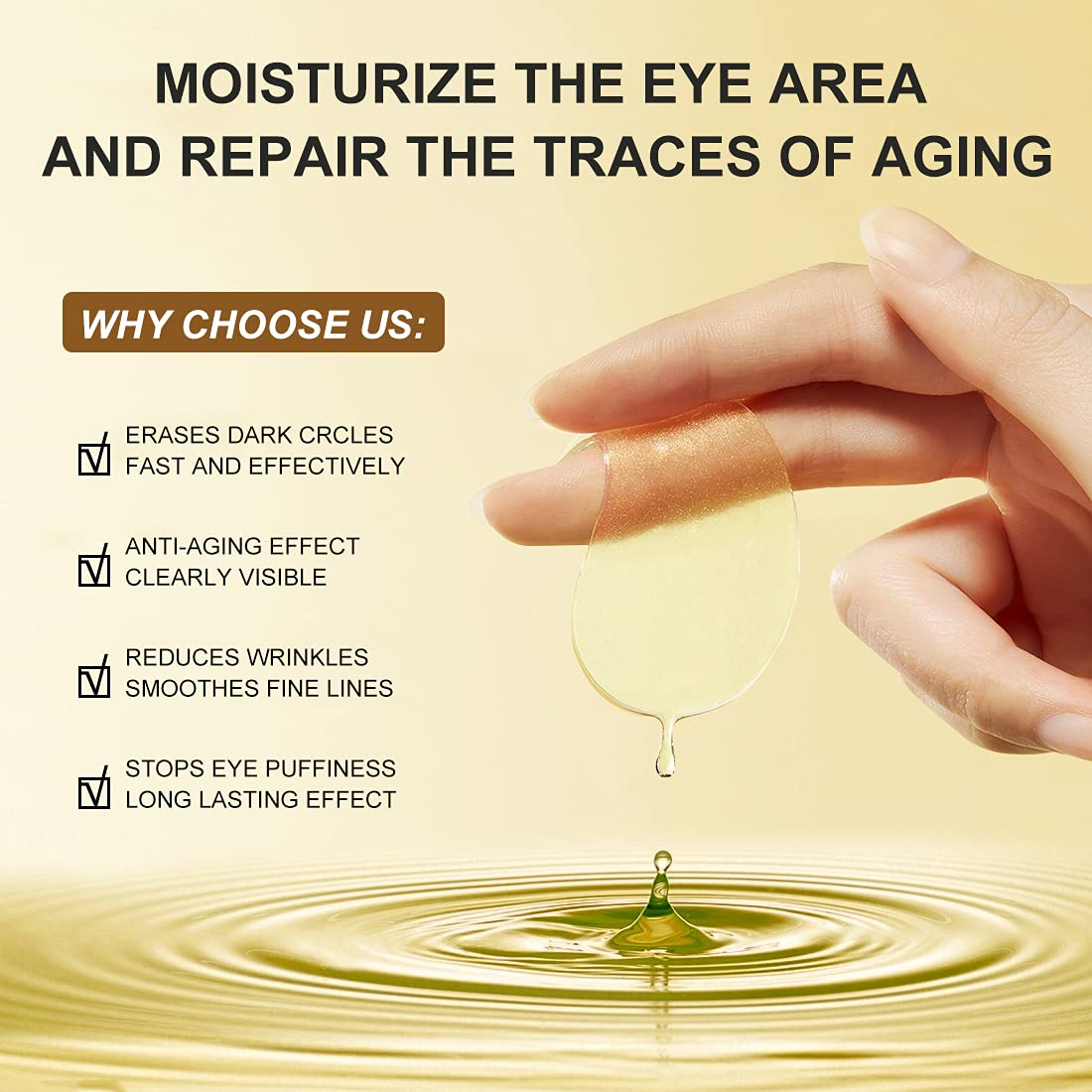 Under Eye Patches 30 Pairs- Dark Circles, Puffy Eyes Treatments–Reduce Wrinkles and Fine Lines, Hydrating and Anti-Wrinkle Effect Under-Eye Patches with Hyaluronic Acid and Collagen (24K Gold)