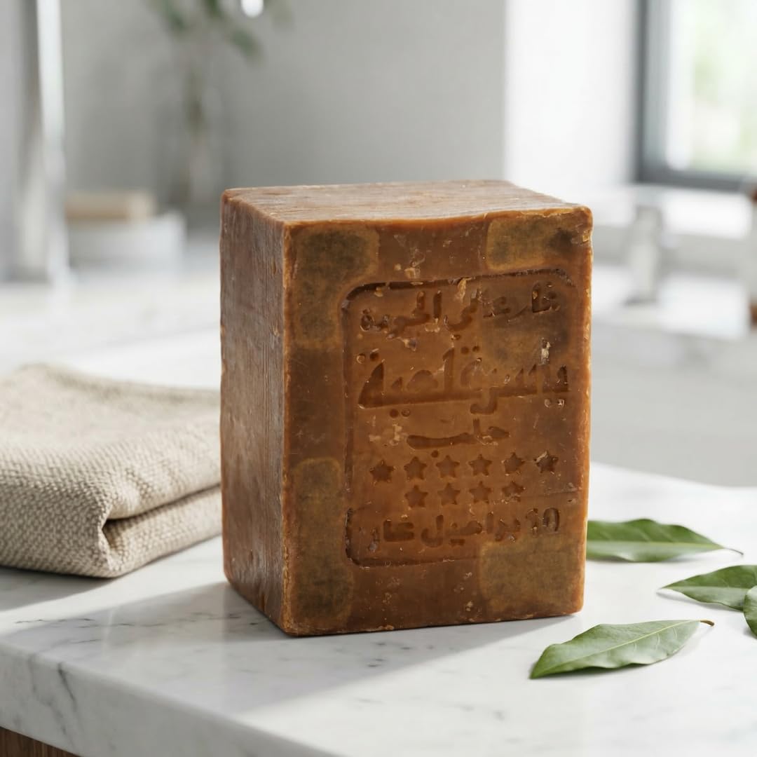 Aleppo Soap Bar, 7 oz | 50% Laurel Oil & 50% Olive Oil Natural Handmade Soap | Traditional Balanced Castile for Daily Skin Care | 200 g