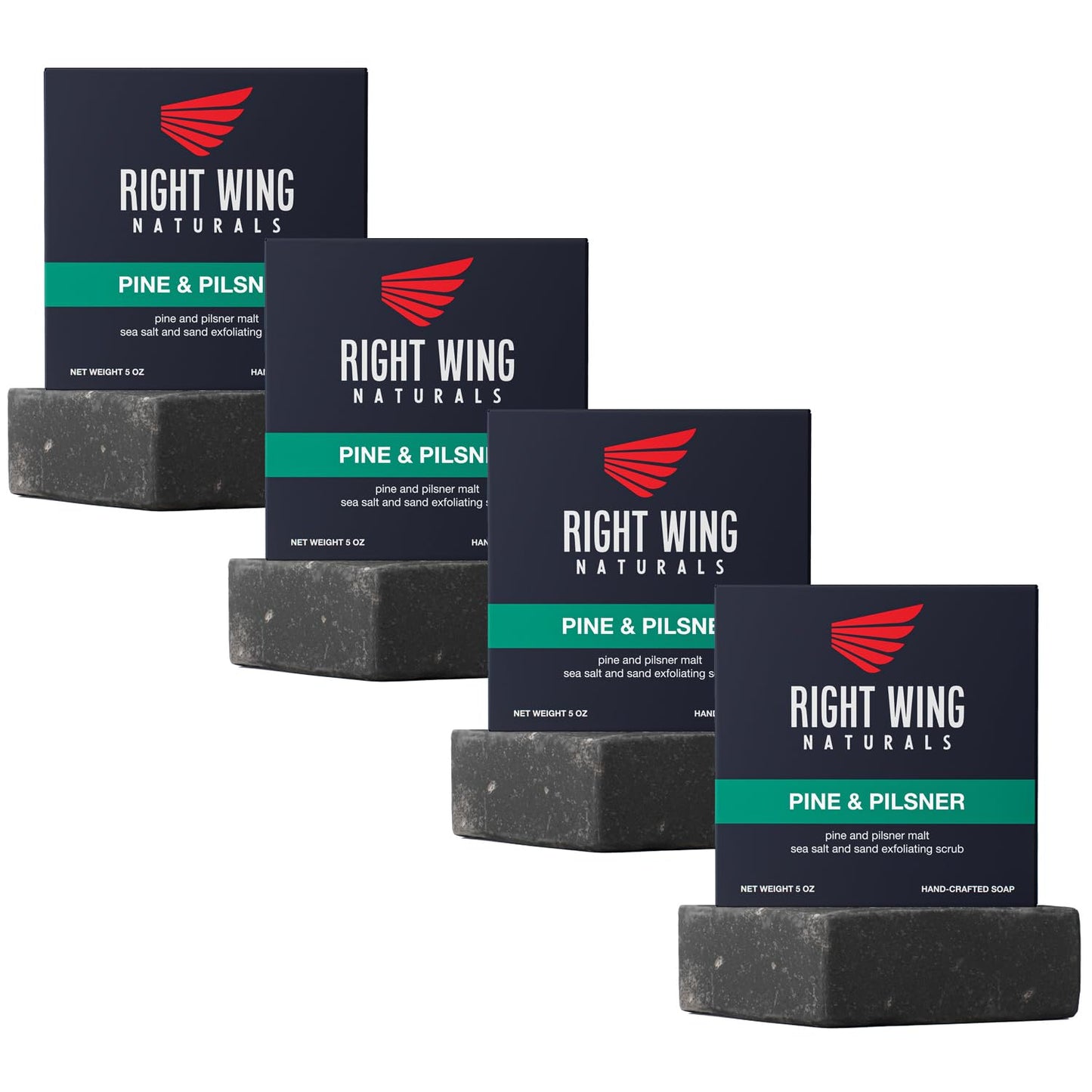 Right Wing Naturals Bar Soap Gift Set for Men | Handcrafted Cold-Pressed | Handmade Organic Soap for Men | Most Popular Flavors | Natural Scented Men’s Bar Soap| Pack of 4 Bars