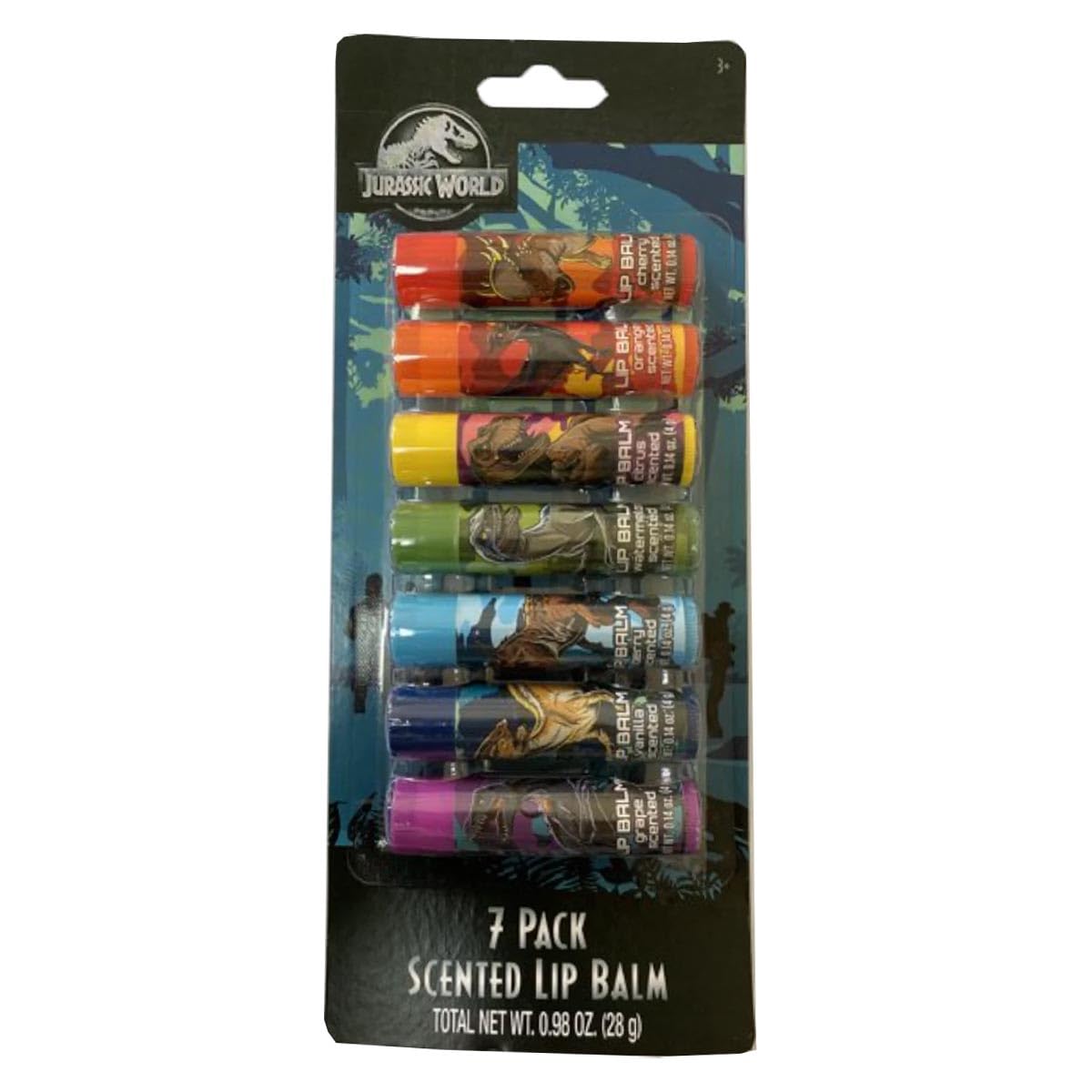 Jurassic World 7-Pack Variety Scented Lip Balm | Moisturizing for Kids Ages 8+