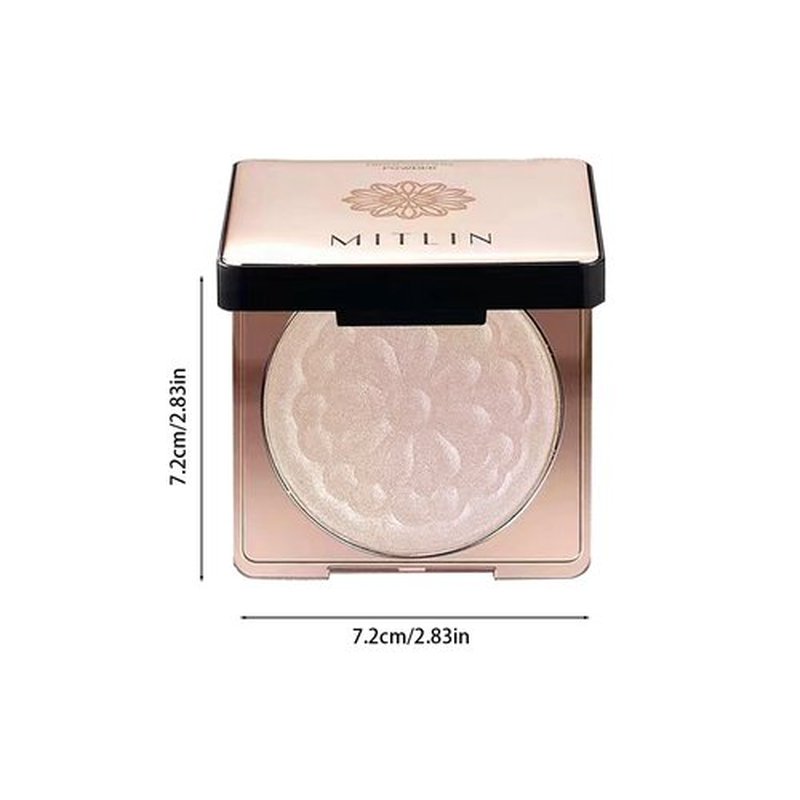 Professional Face Highlighter Palette，Pearl Shimmer Smooth Baked Powder, Lasting Sparkling Highlighter Makeup-Rose Gold