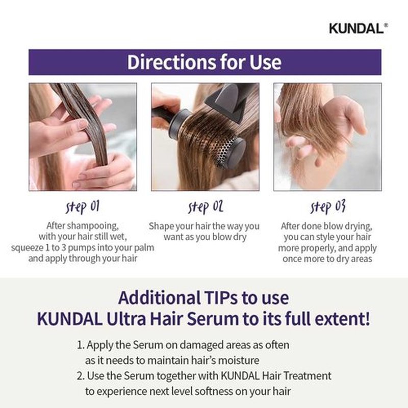 Kundal Ultra Macadamia Oil Hair Serum [Cherry Blossom]- Korean Hair Care Premium Hair Essential Oil, Intense Repair, Deep Nourishment, Frizz Control for All Hair Types 3.38fl oz (Pack of 1)