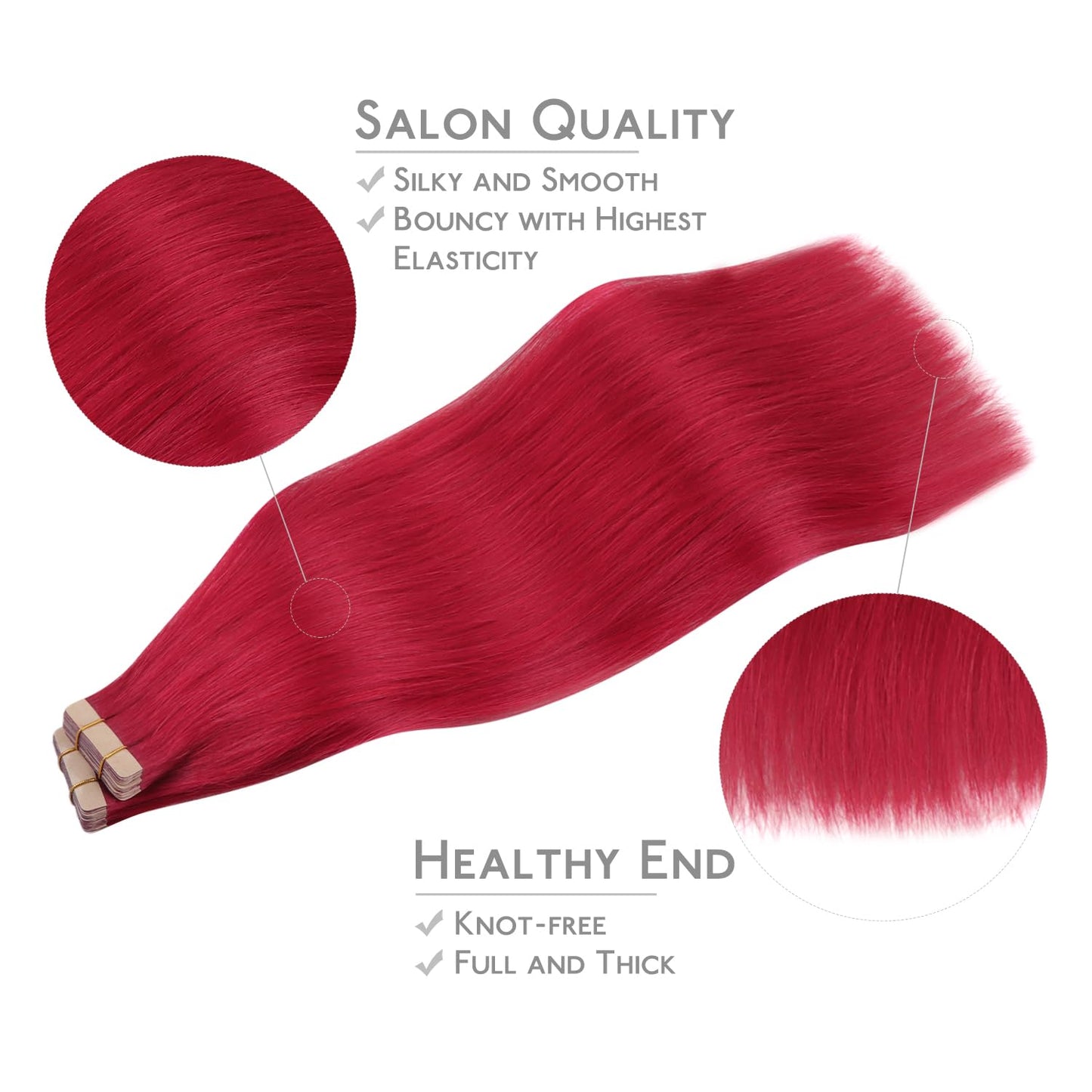 WENNALIFE Tape in Hair Extensions Human Hair, 40pcs 100g 18 inch Red Hair Extensions Real Human Hair Straight Tape in Extensions Invisible Human Hair Extensions Reusable Real Hair Extensions
