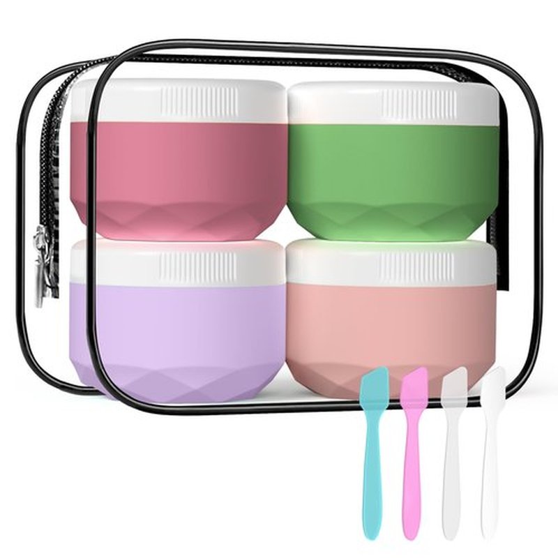 Travel Containers for Toiletries, Silicone Cream Jars TSA Approved 1.7oz Travel Size Containers with Toiletry Bag, Wide Mouth Leak-proof Travel Accessories with Lid for Cosmetic Cream