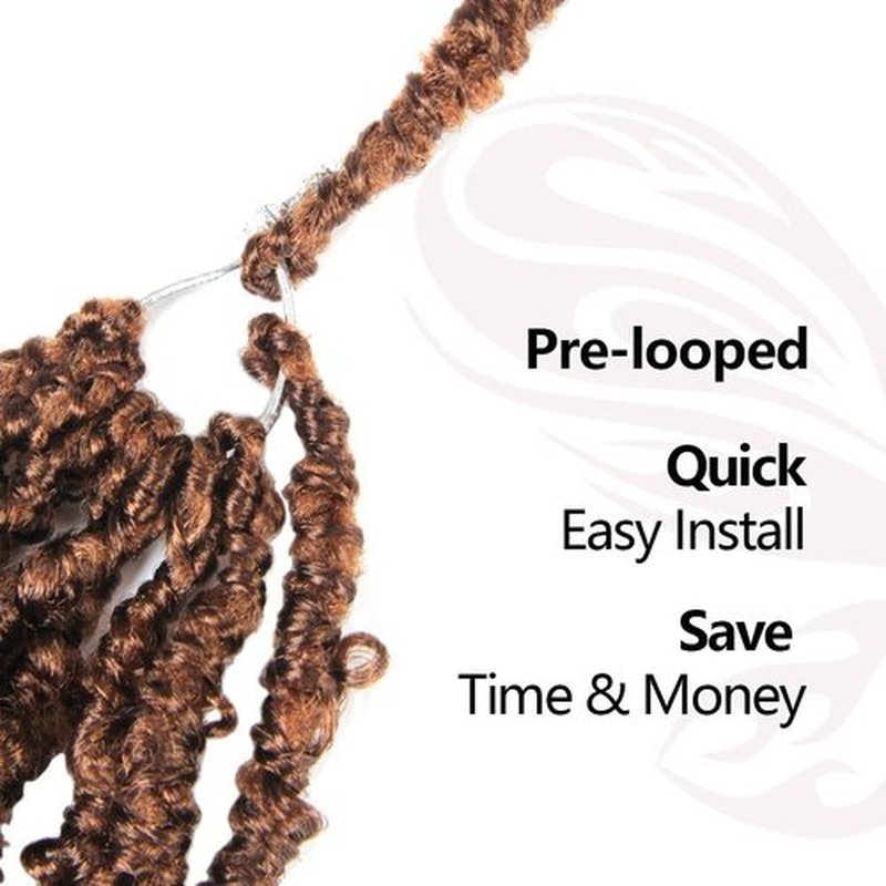 NISEYO NU Short Pre-looped Butterfly Locs Crochet Hair 12 Inch 8 Packs Light Weight & Soft Distressed Locs,30#(Light Brown)