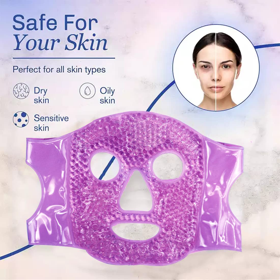 Cold Face Mask - Cooling Eye Mask for Hot & Cold Treatment, Reduces Eye Strain, Swelling, Redness, Puffy Eyes & Dark Circles - Reusable - 1 PCS